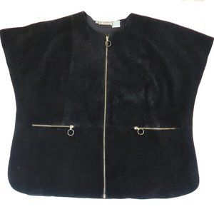 vtg 70s GINO PAOLI black suede poncho cape